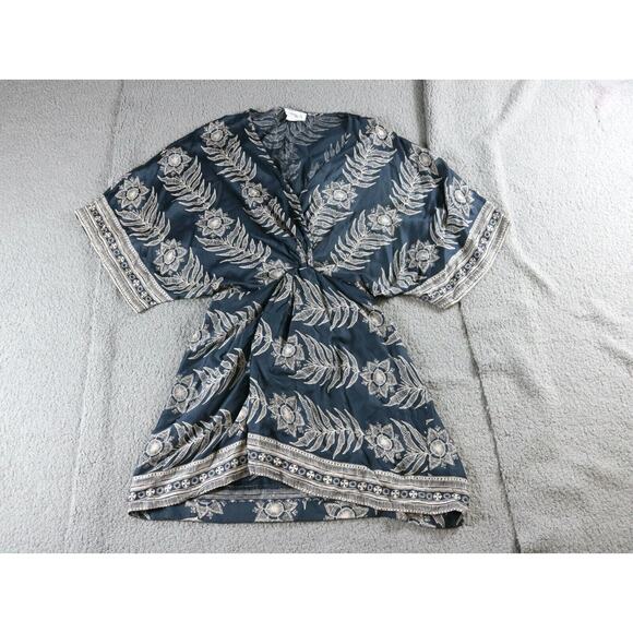 Omika Dress Womens XL Multicolor Floral Printed Twisted Drape Dress Back Cutout - Picture 2 of 9